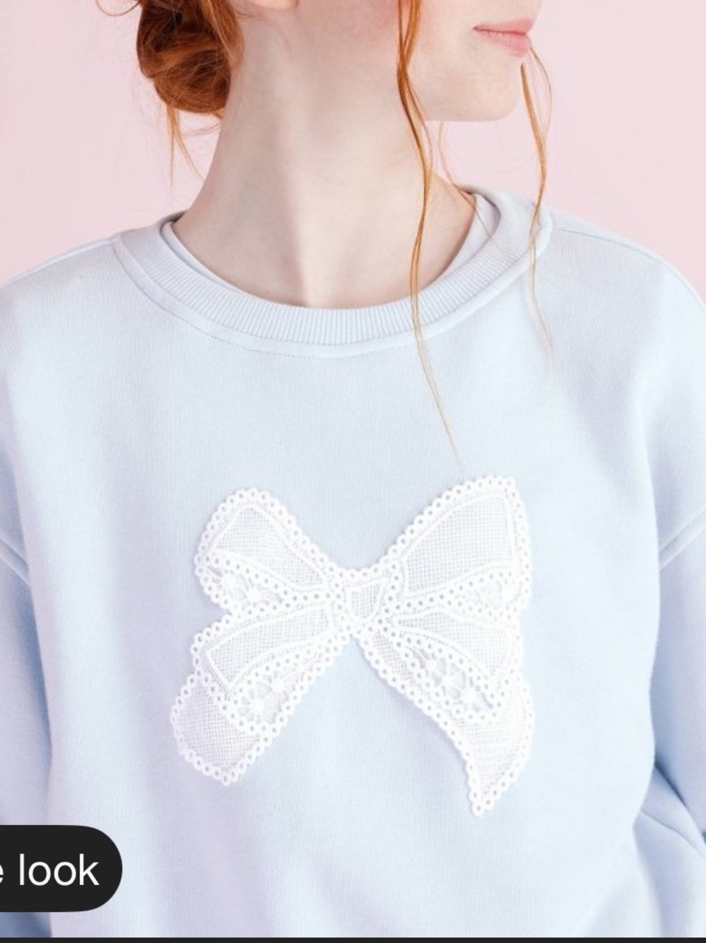 NWT SOLD OUT! LoveShackFancy x Target Light Blue Girls Sweatshirt White Lace Bow